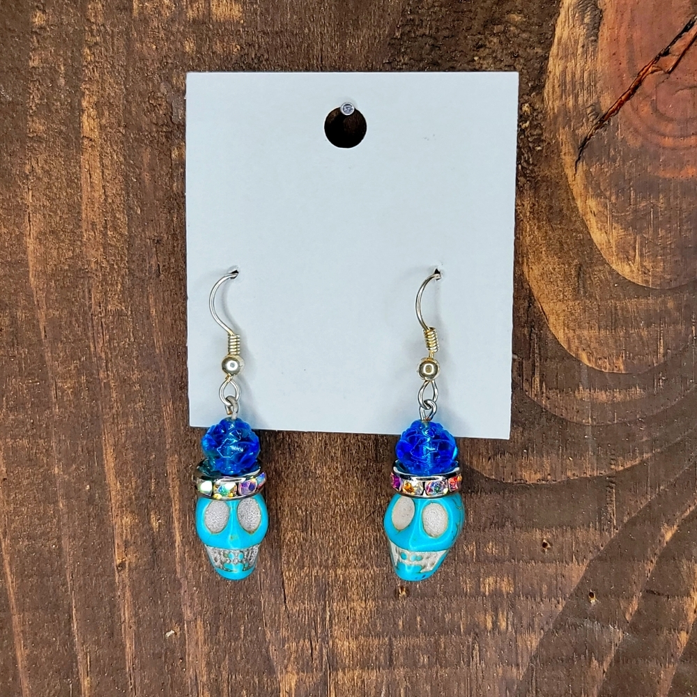 Handmade Earrings Surgical Steel French Hooks Skul